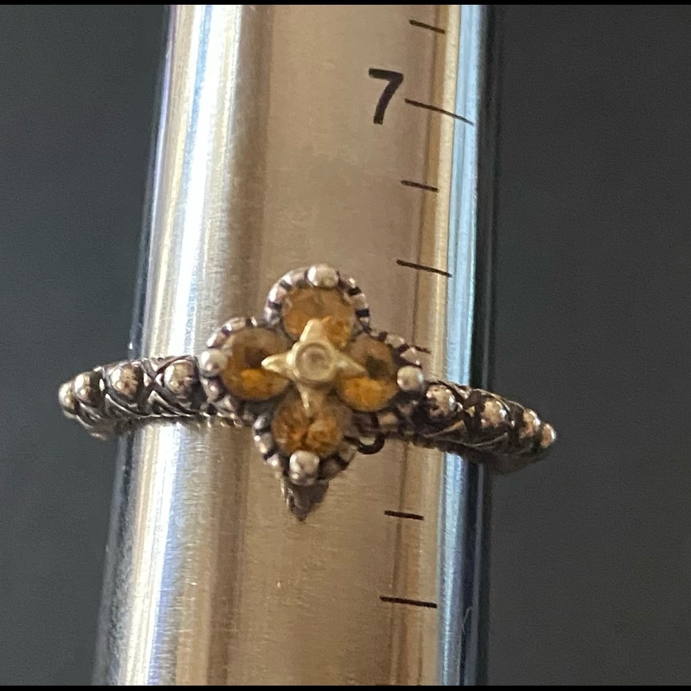 Barbara Bixby Sterling & 18K  Citrine ring size 8